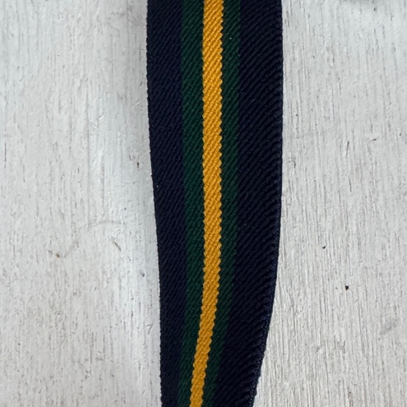 Polo by Ralph Lauren Navy, Yellow & Green Striped Belt with Cow Leather Belt - Picture 9 of 10